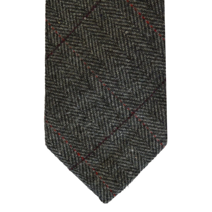 LA Smith Grey Check Tweed Tie - Accessories