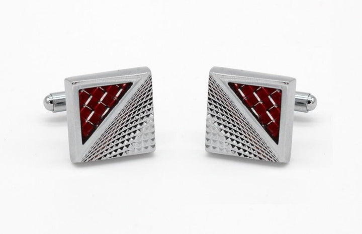 LA Smith Red Chrome Square Cufflink - Accessories