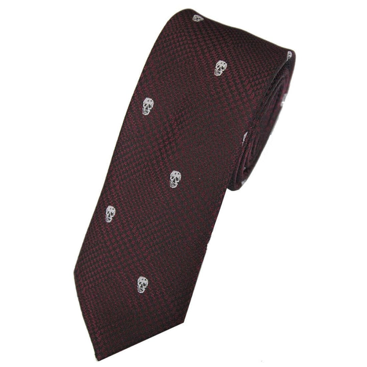 LA Smith Wine Skinny Skull Tie - Accessories