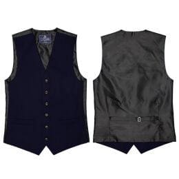 L A Smith Navy Plain Country Waistcoat - Suit & Tailoring