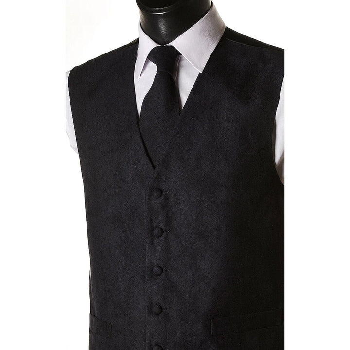 L A Smith Navy Suede Look Waistcoat - Suit & Tailoring