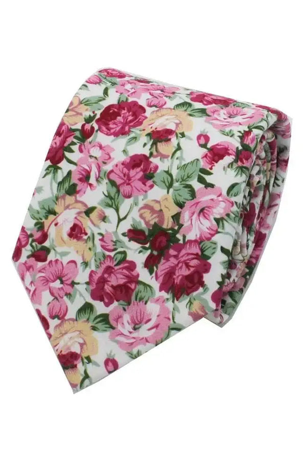 L A Smith Pink Beautifull Flower Tie And Hank Set - Accessories