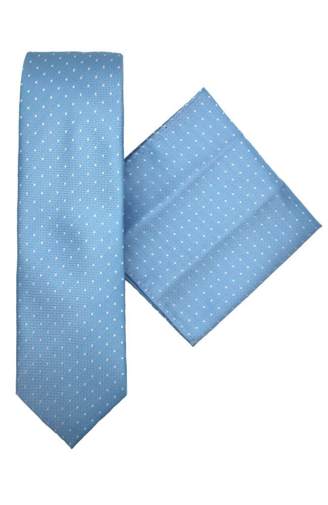 L A Smith Poly Blue Spot Tie And Hank Set - Accessories