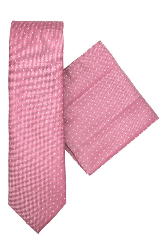 L A Smith Poly Pink Spot Tie And Hank Set - Accessories