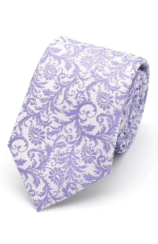 L A Smith Violet Wedding Floral Paisley Tie And Hank Set - Accessories
