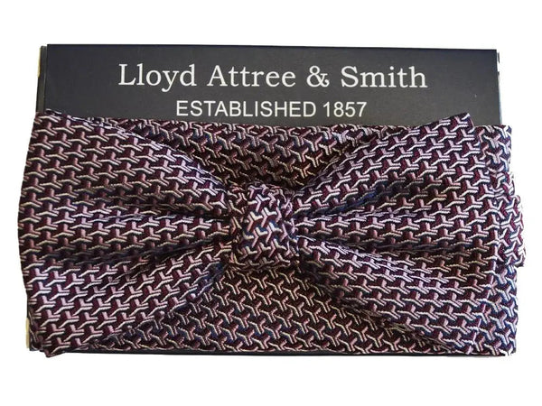 L A Smith Wine Silk Bow Tie And Hank Set - Accessories