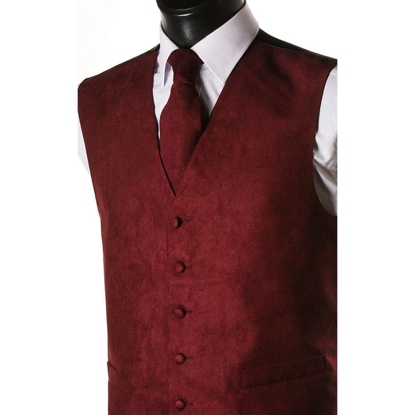 L A Smith Wine Suede Look Waistcoat - S - Suit & Tailoring