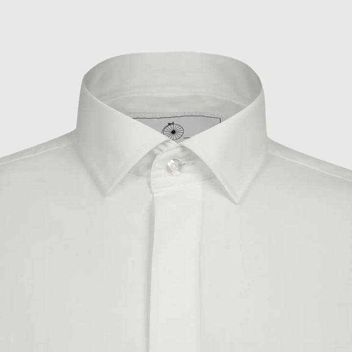 LA Smith Black Ivory Modern-Fit Fly-Front Dress Shirt - Shirts