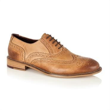 London Brogues Gatsby Brogue Tan Wide Fit Men’s Shoes - UK7 | EU41 - Shoes
