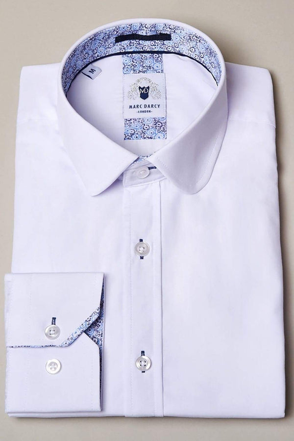 Marc Darcy Arthur Plain White Penny Collar Shirt - M - Shirts