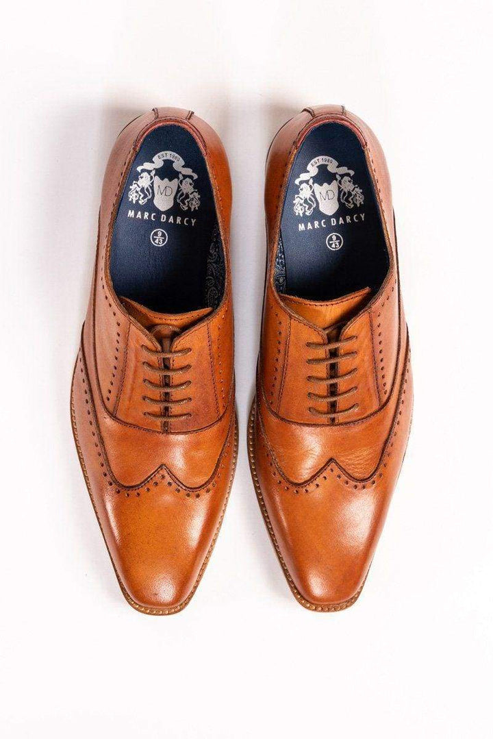 Marc Darcy Carson Tan Wingtip Oxford Brogue Shoes - 6 - Shoes