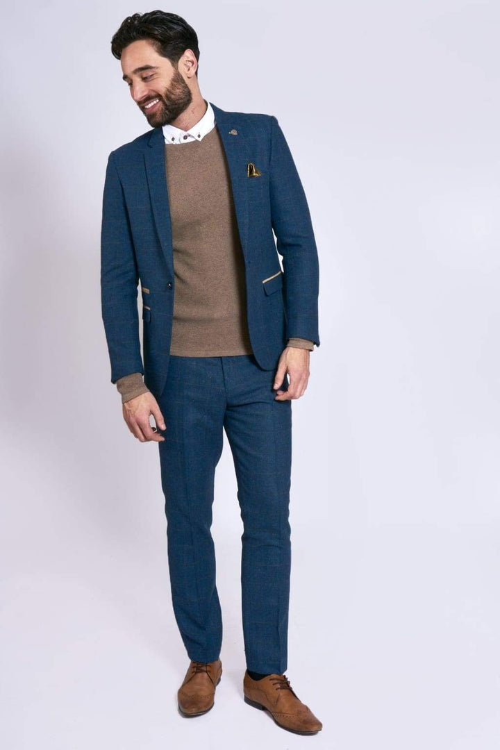 Marc Darcy Dion Blue Tweed Two Piece Suit - 36R / 30R - Suit & Tailoring