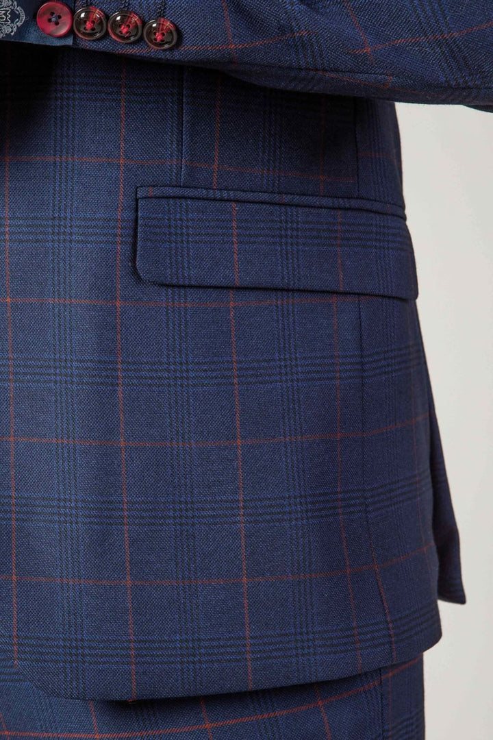 Marc Darcy Edinson Navy Check Three Piece Suit - Suit & Tailoring