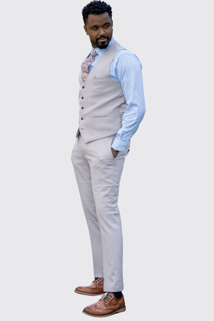 Marc Darcy HM5 Beige Stone Waistcoat - Suit & Tailoring