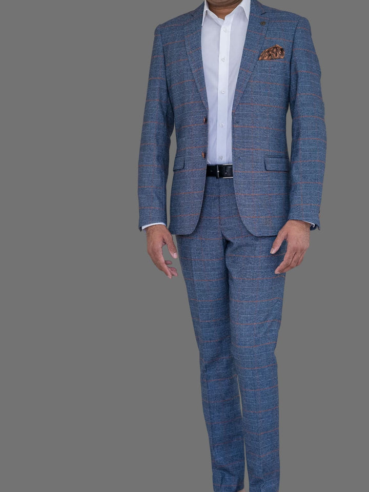 Marc Darcy Jenson Men’s Sky Blue Check Blazer - 34R - Suit & Tailoring