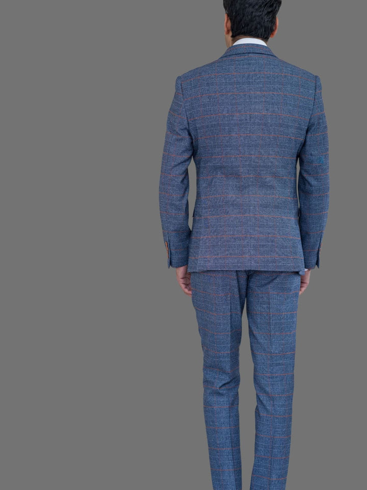 Marc Darcy Jenson Men’s Sky Blue Check Blazer - Suit & Tailoring
