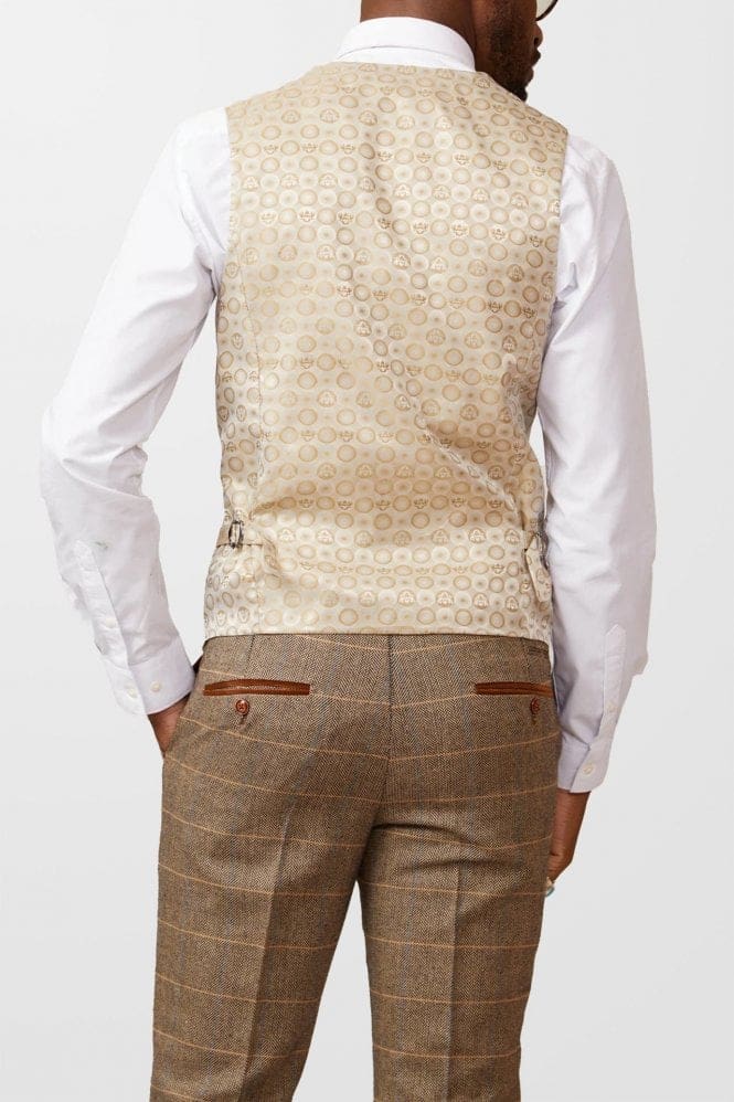 Marc Darcy Kelvin Men’s Cream Single Breasted Waistcoat - Suit & Tailoring