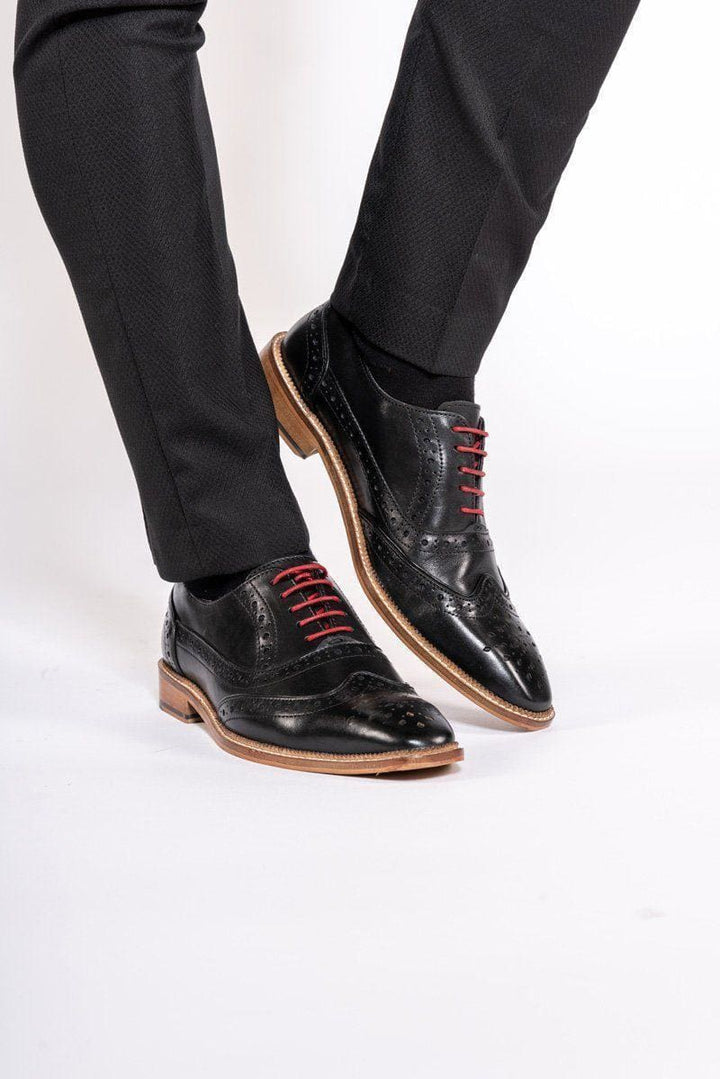 Marc Darcy Larkin Black Leather Brogue Shoe - Shoes