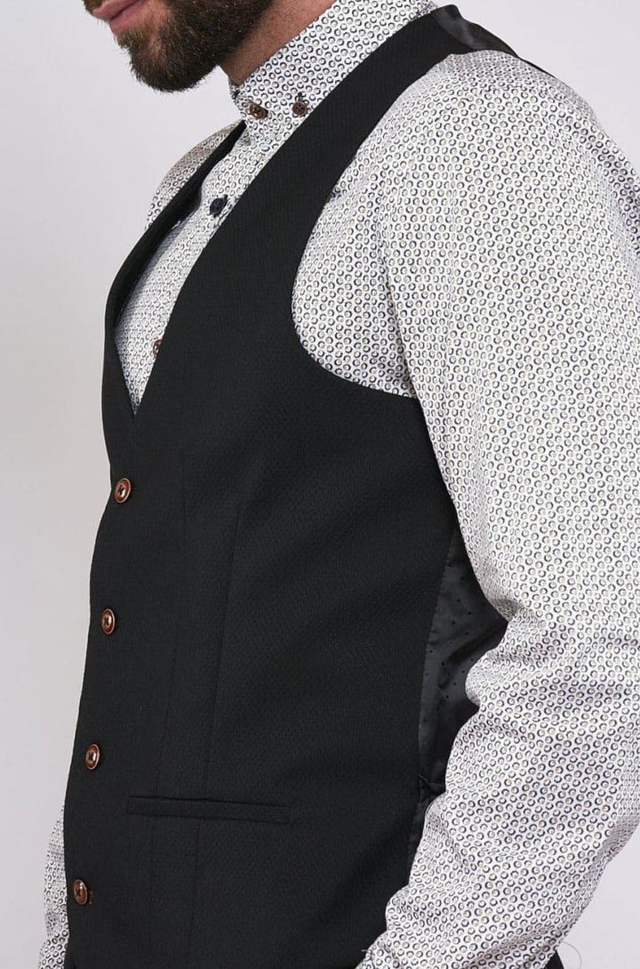 Marc Darcy Max Black Single Breasted Waistcoat - WAISTCOATS