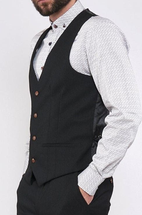 Marc Darcy Max Black Single Breasted Waistcoat - WAISTCOATS