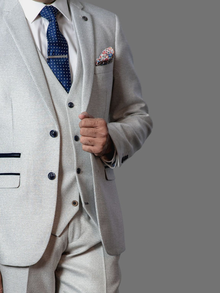 Marc Darcy RONALD Men’s CREAM Slim Fit Textured Blazer - 34R | EU44 - Suit & Tailoring
