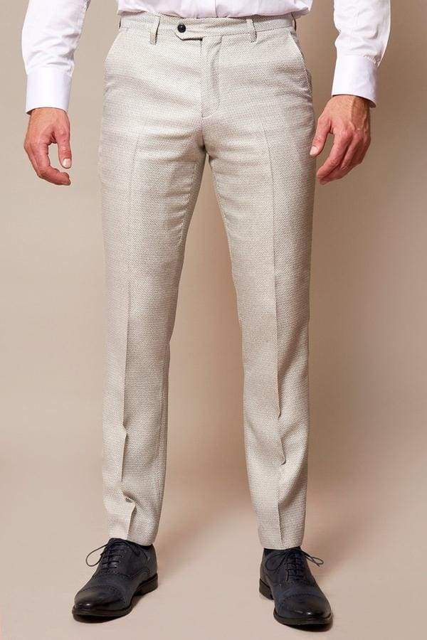 Marc Darcy Ronald Mens Cream Slim Fit Textured Suit Trousers - 28S - Suit & Tailoring