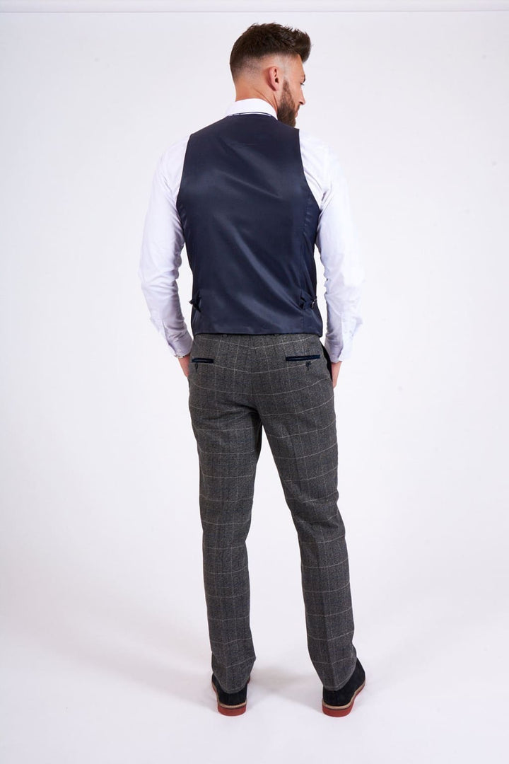 Marc Darcy Scott Grey Check Tweed Trousers - Suit & Tailoring