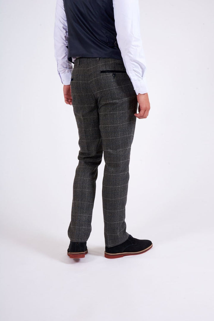 Marc Darcy Scott Grey Tweed Check Three Piece Suit - Suit & Tailoring