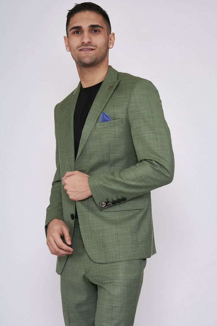 Copy of Marc Darcy Sid Moss Green Check Blazer - Suit & Tailoring