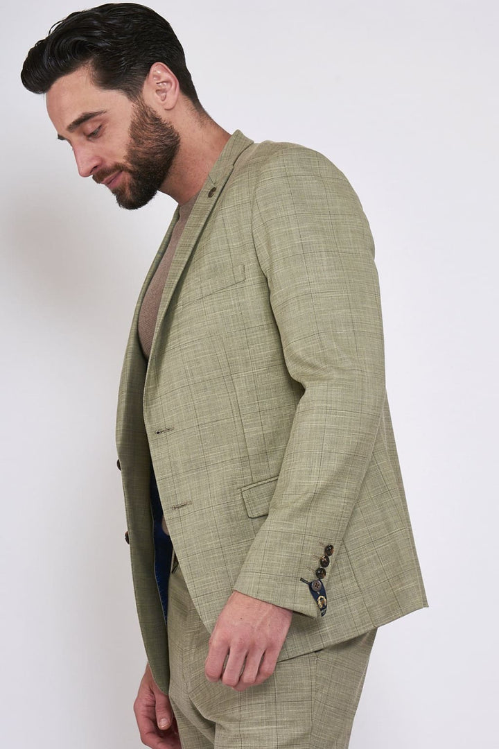 Marc Darcy Sid Mustard Beige Check Blazer - Suit & Tailoring