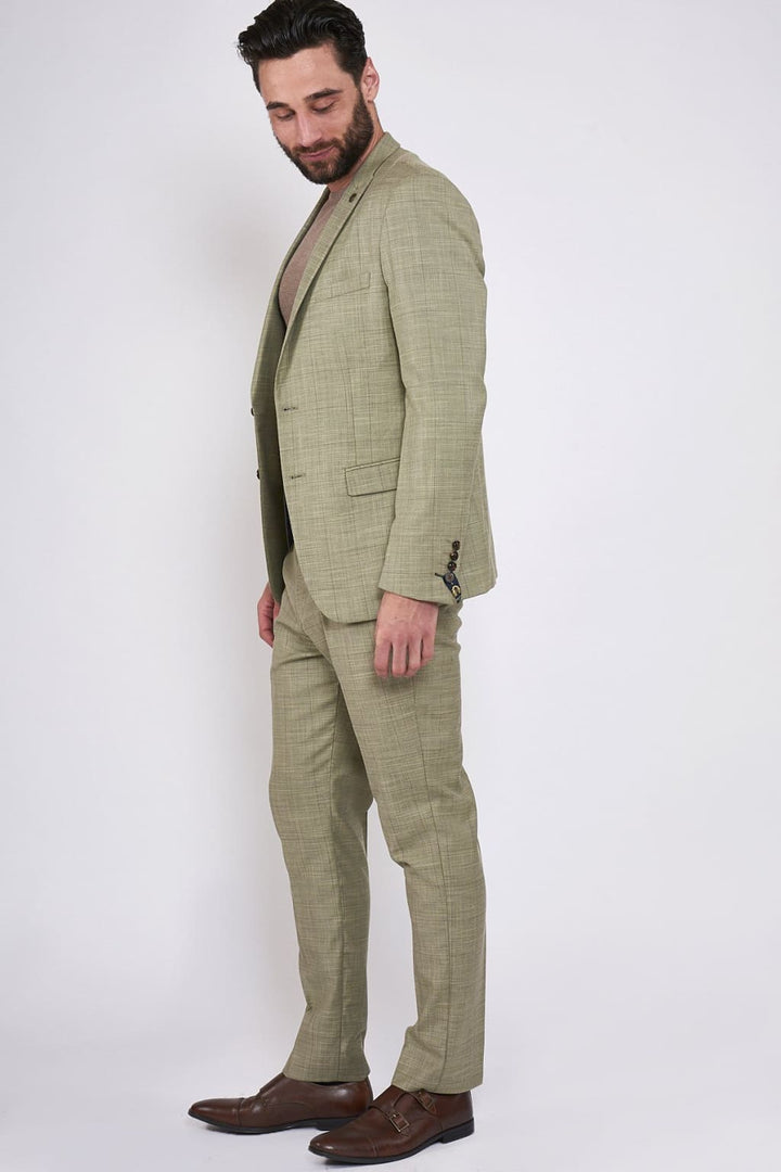 Marc Darcy Sid Mustard Beige Check Blazer - Suit & Tailoring