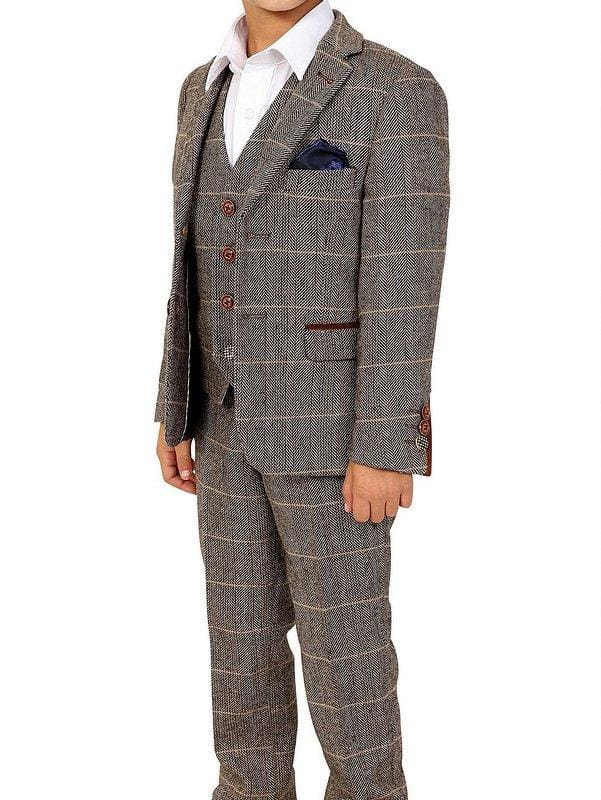 Marc Darcy Ted Boy’s 3 Piece Brown Slim Fit Suit - 1 YEAR - Suit & Tailoring