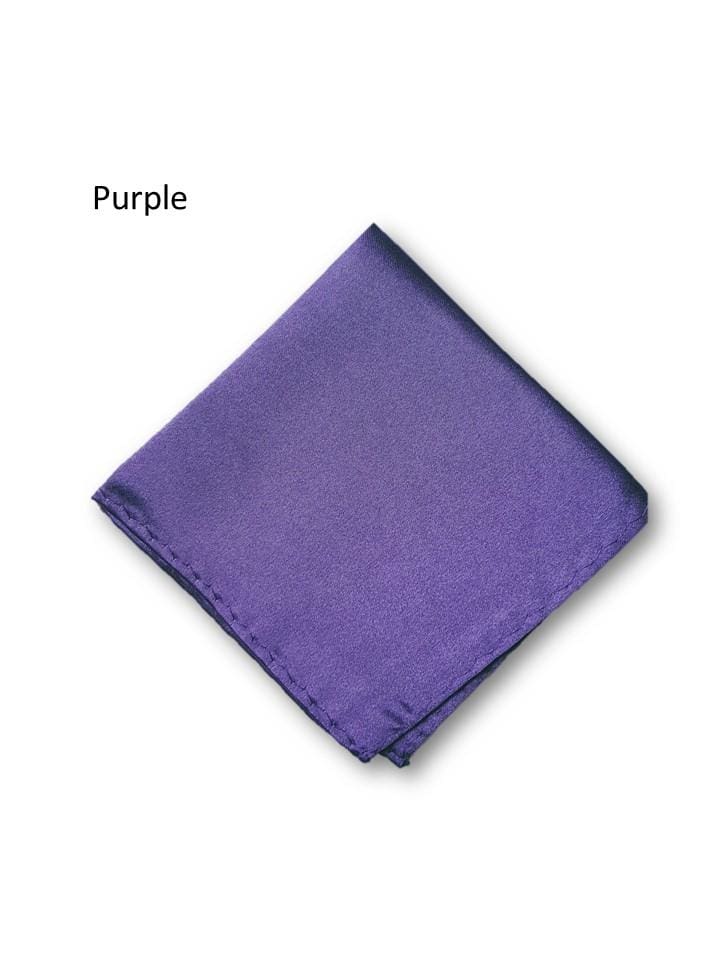 Mens Plain Satin Pocket Square Hankie Hankerchief For Weddings & Formal Suit Blazer Jacket - Purple - Accessories