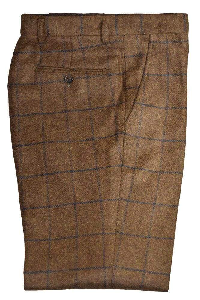 Last Chance Men’s Clearance Tweed Trousers - Kemson/Brown / 28R - Suit & Tailoring