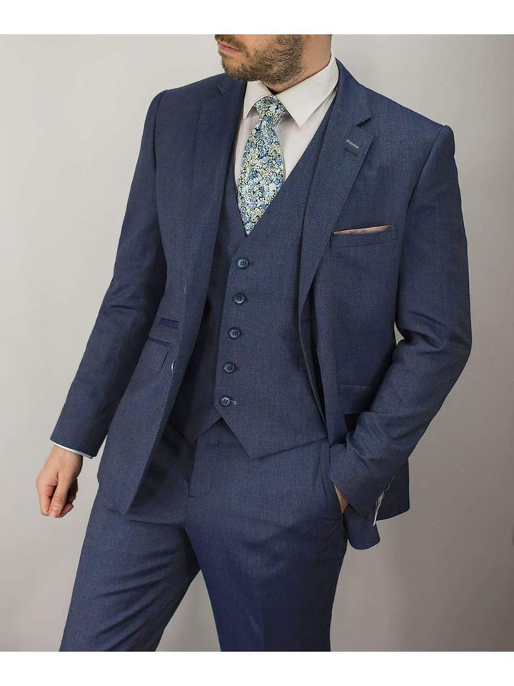 Steele 3 Piece Slim Fit Blue Suit - 40L / 34L - Suit & Tailoring