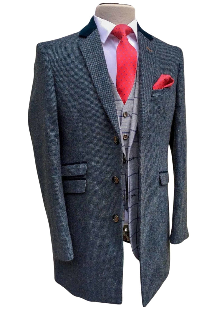 Navy Crombie Style Overcoat Kingston by Cavani - Coats