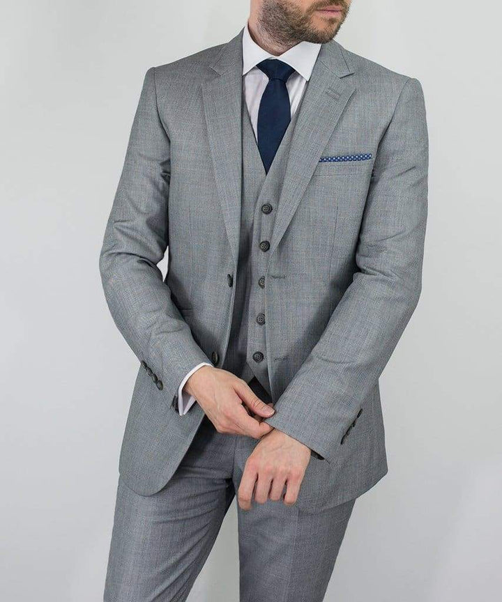 Reegan 3 Piece Slim Fit Light Grey Suit - Suit & Tailoring