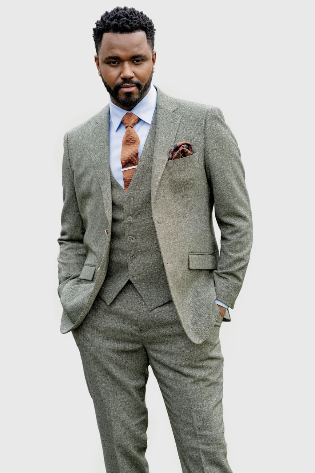 Green tweed 2025 wedding suit