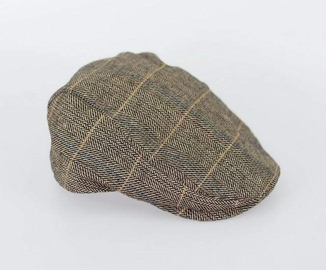 Tan Check Flat Cap - Accessories