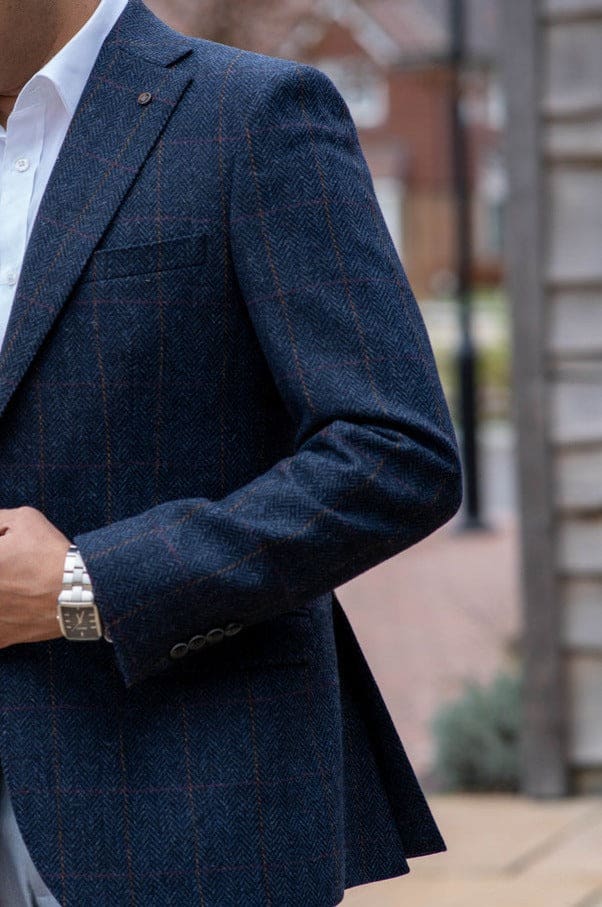 Torre Alex Premium Pure Wool Men’s Blue Tweed Blazer - Jackets