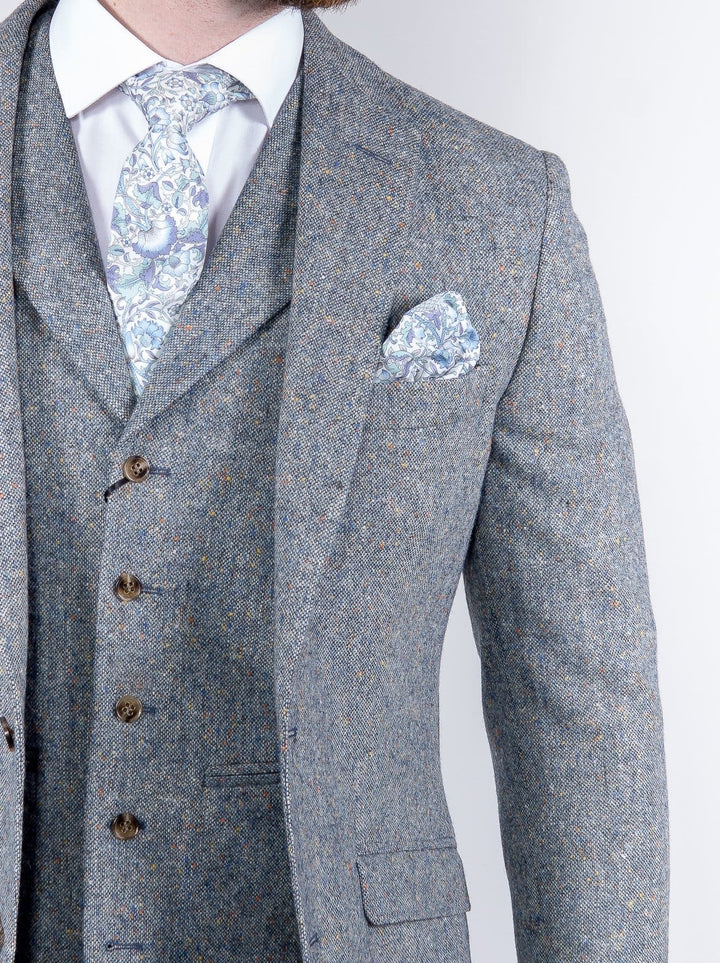 Torre 3 Piece Blue 100% Donegal Wool Tweed Suit - Suit & Tailoring