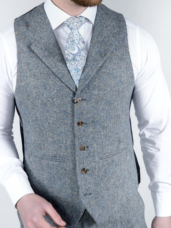 Torre 3 Piece Blue 100% Donegal Wool Tweed Suit - Suit & Tailoring