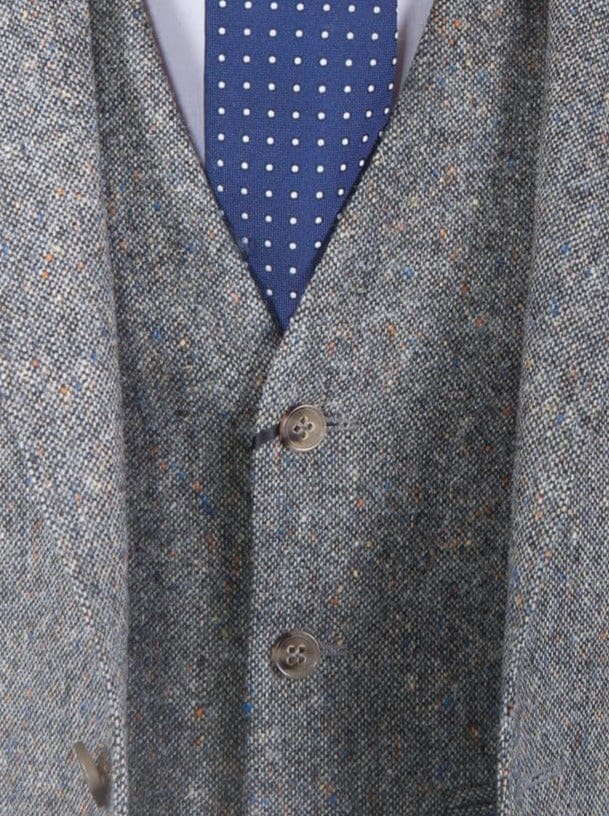 Torre Men’s 3 Piece Grey 100% Wool Donegal Tweed Suit - Suit & Tailoring