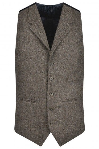 Torre Meril Brown Plain Men’s Waistcoat - 34R - Suit & Tailoring