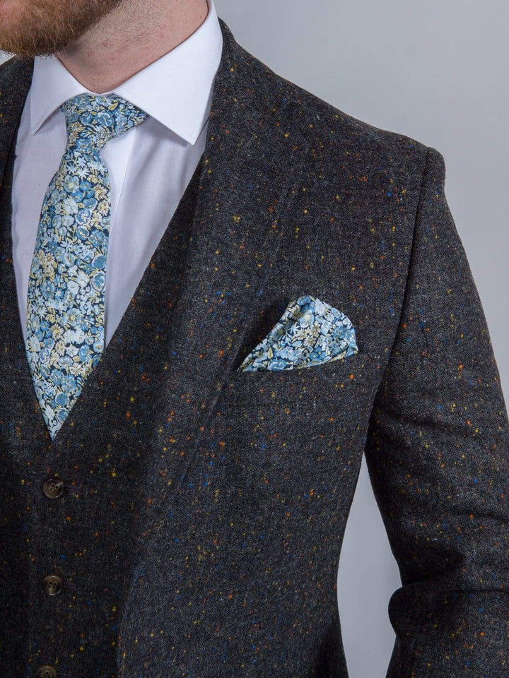 Torre Tweed 100% Wool Mens Grey Donegal Tweed Jacket - Suit & Tailoring